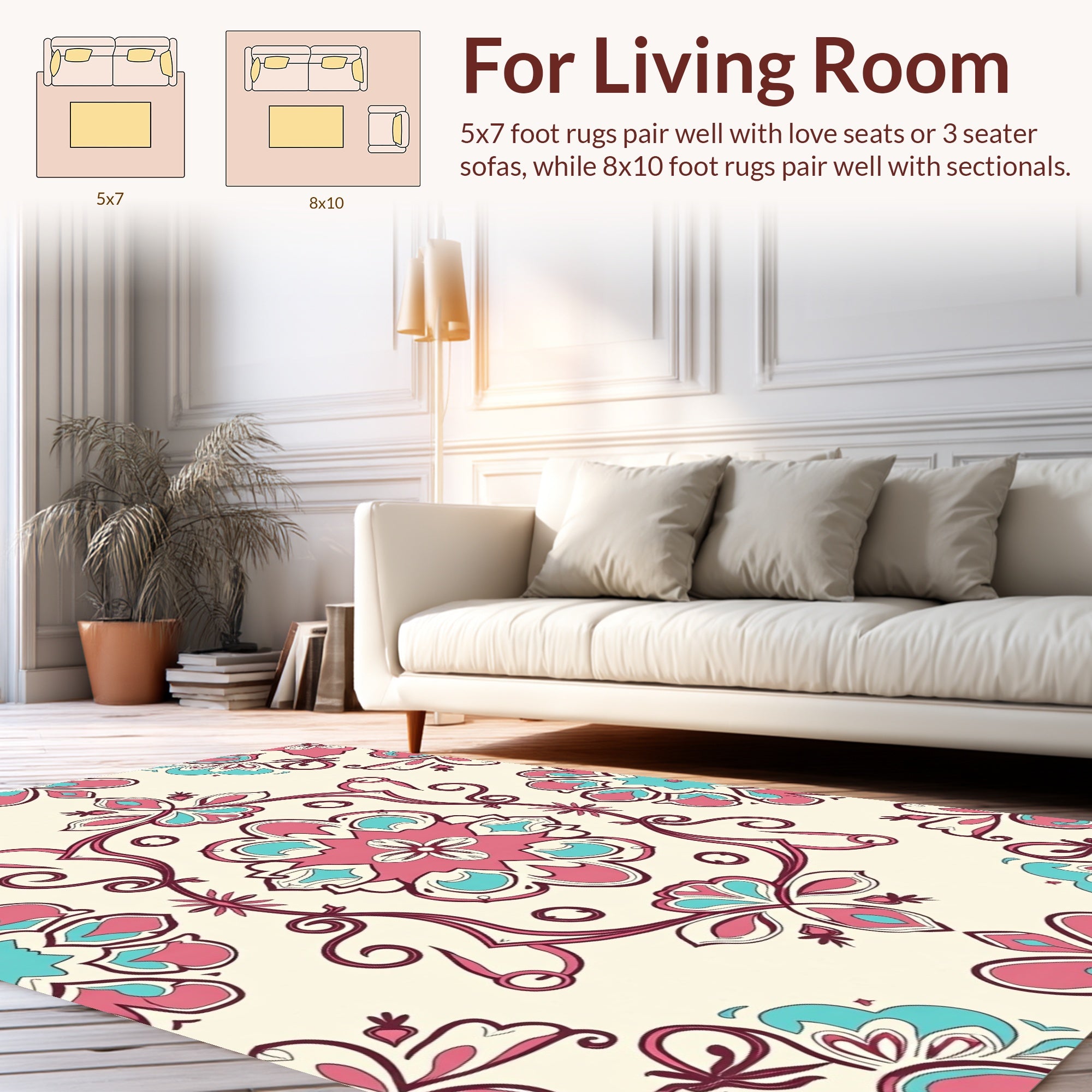 Vintage Floral Mandala Patterned Rug