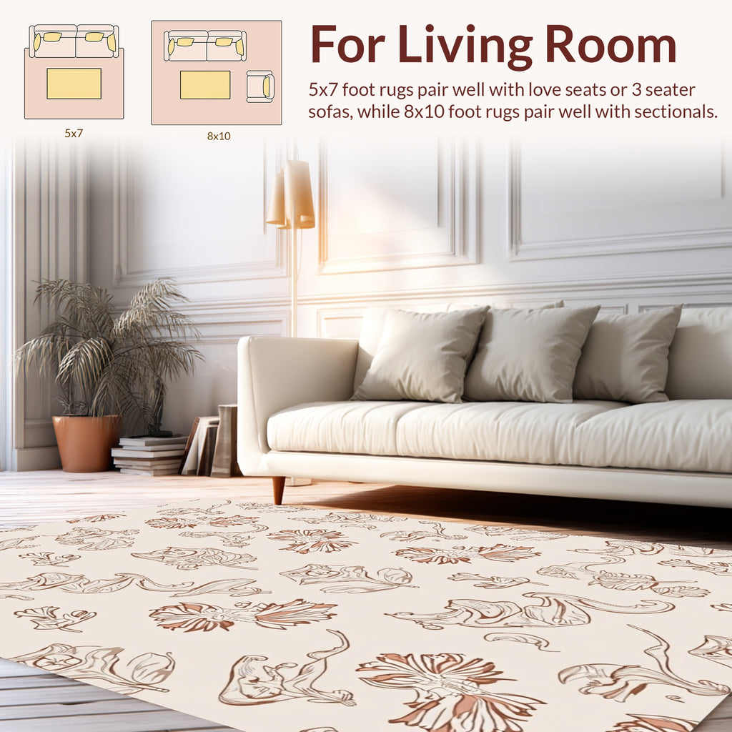 Whimsical Floral Face Pattern Design Rug