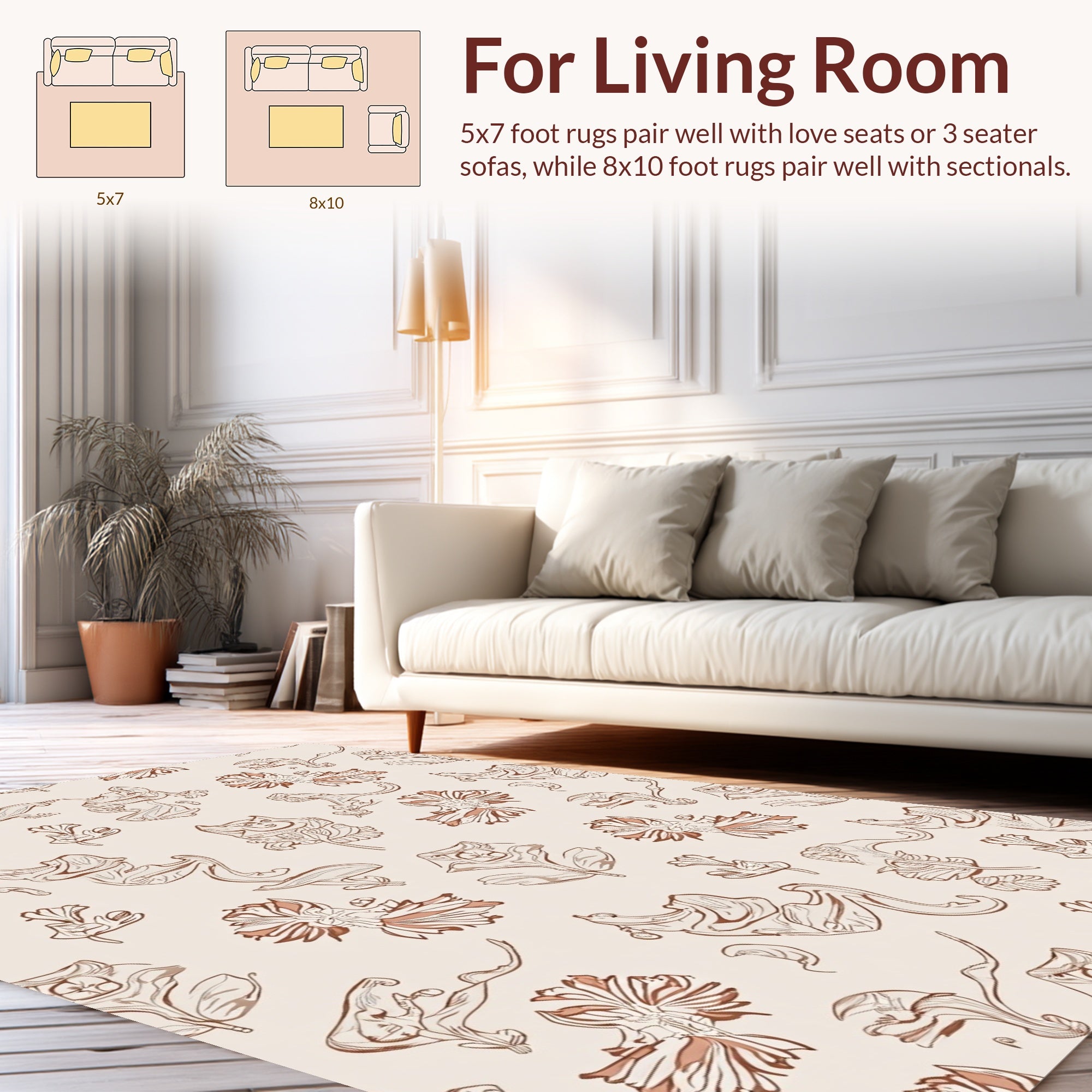 Whimsical Floral Face Pattern Design Rug