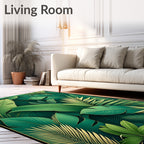 Lush Green Leafy Tropical Pattern Rug