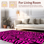 Bold Pink Black Wavy Pattern Rug