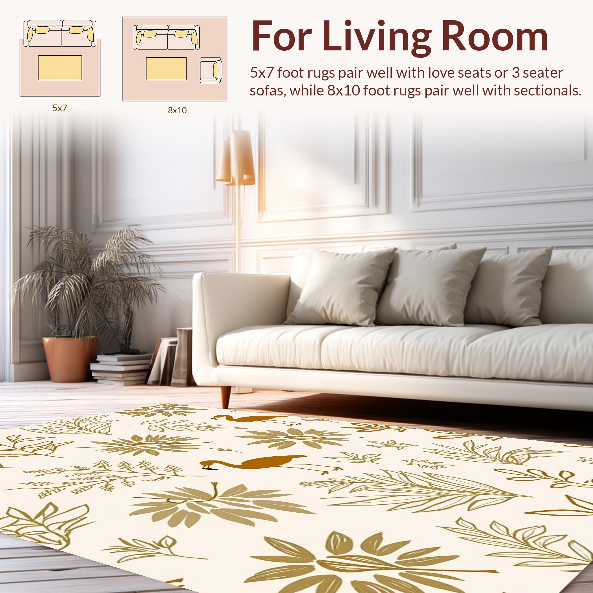 Tropical Flamingo Foliage Pattern Rug