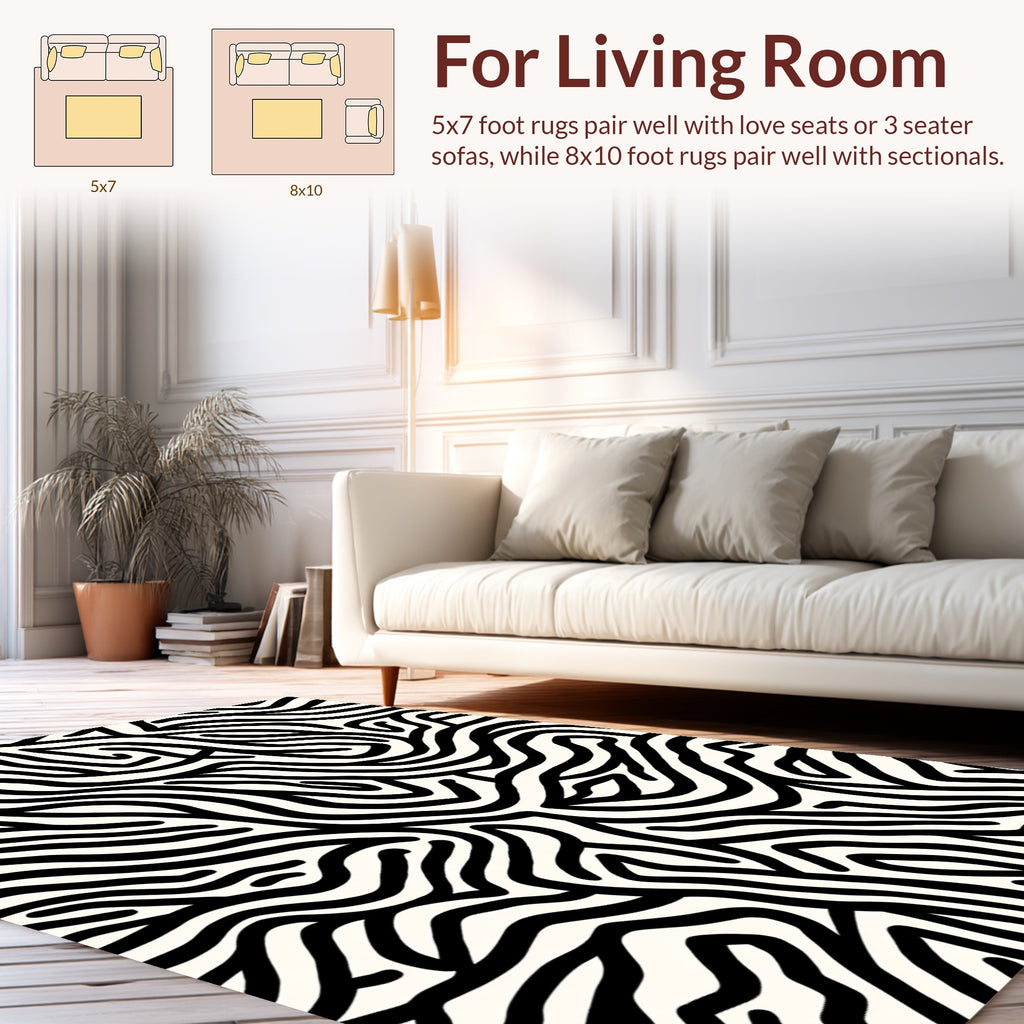 Abstract Black White Maze Design Rug