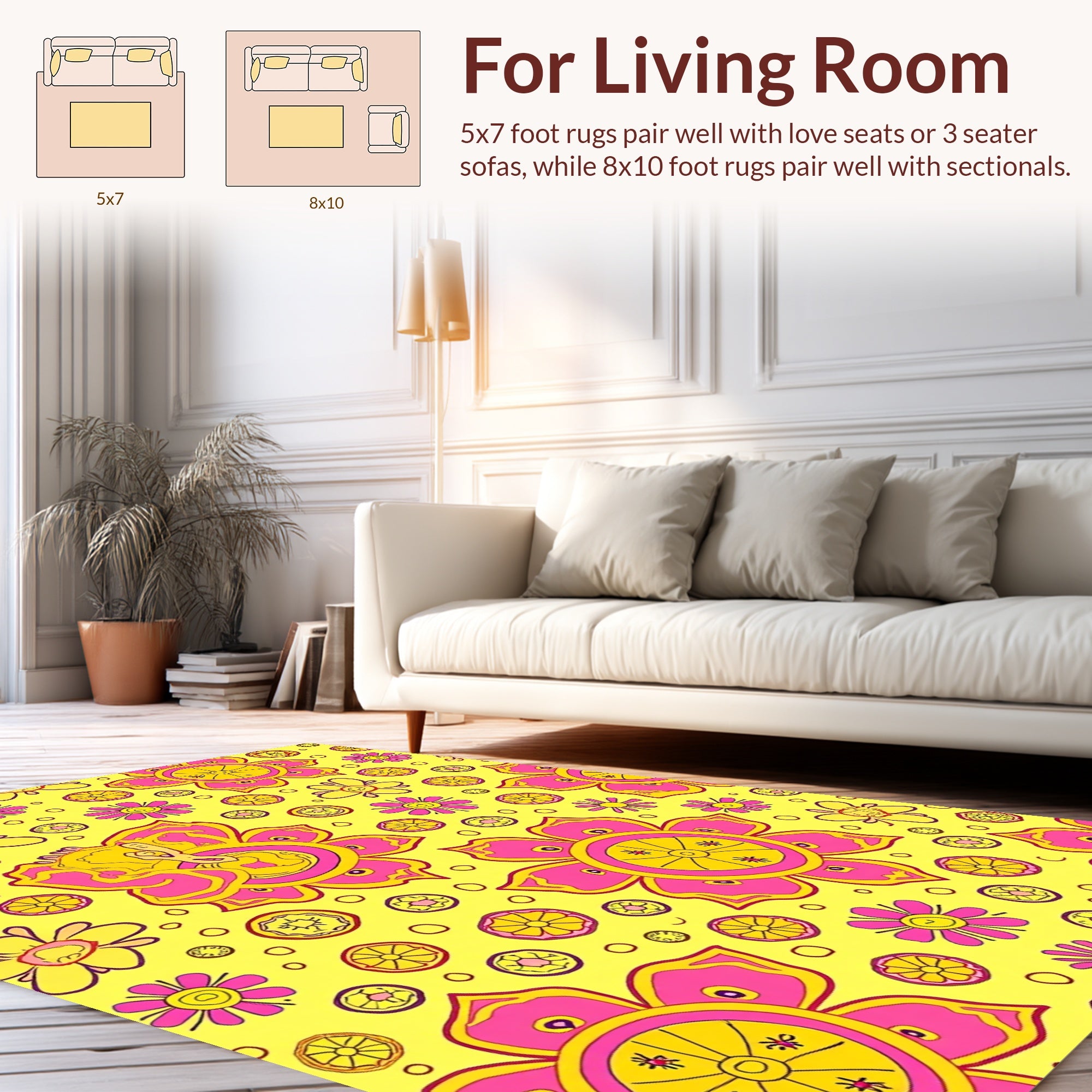 Psychedelic Floral Pattern Rug