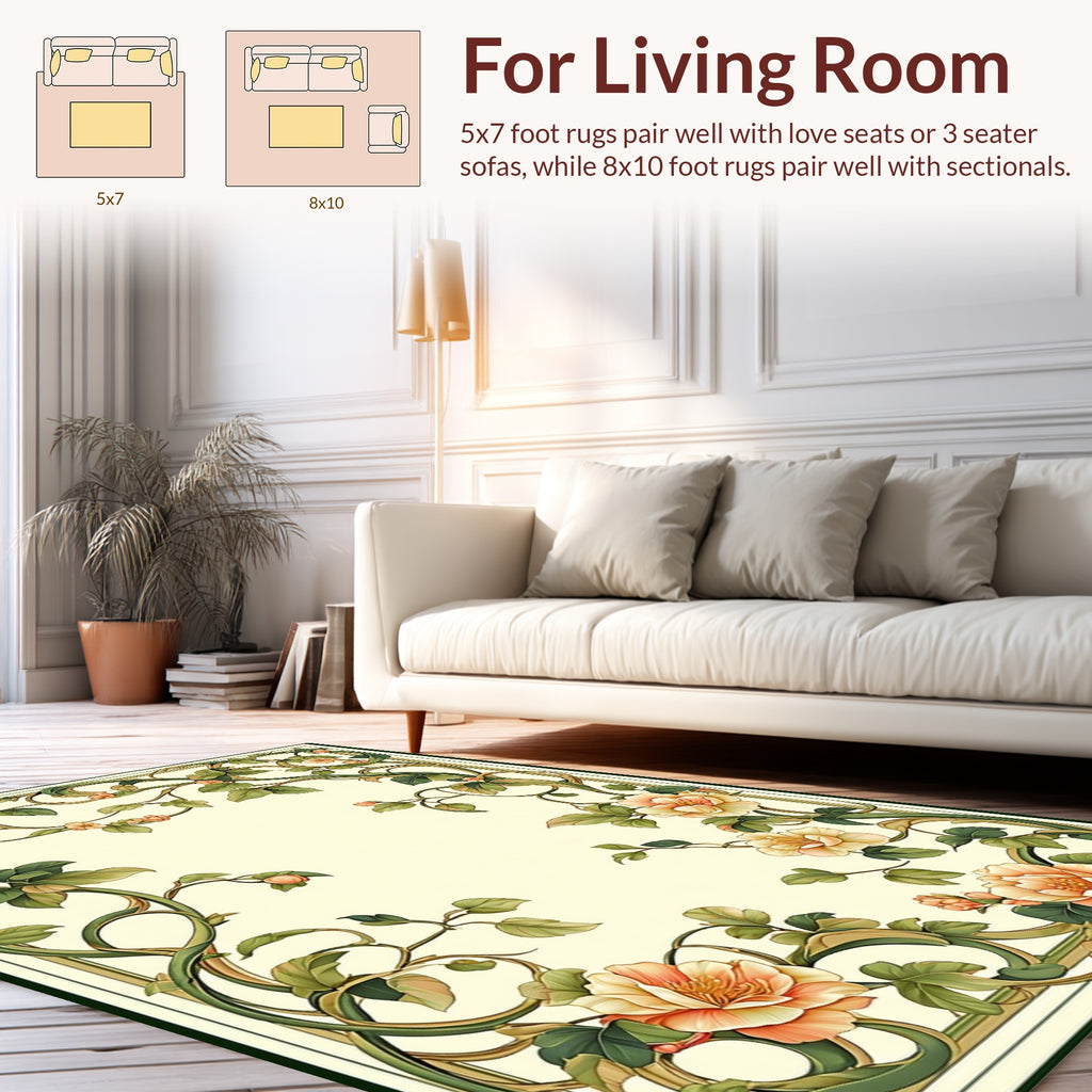 Art Nouveau Floral Vine Pattern Rug
