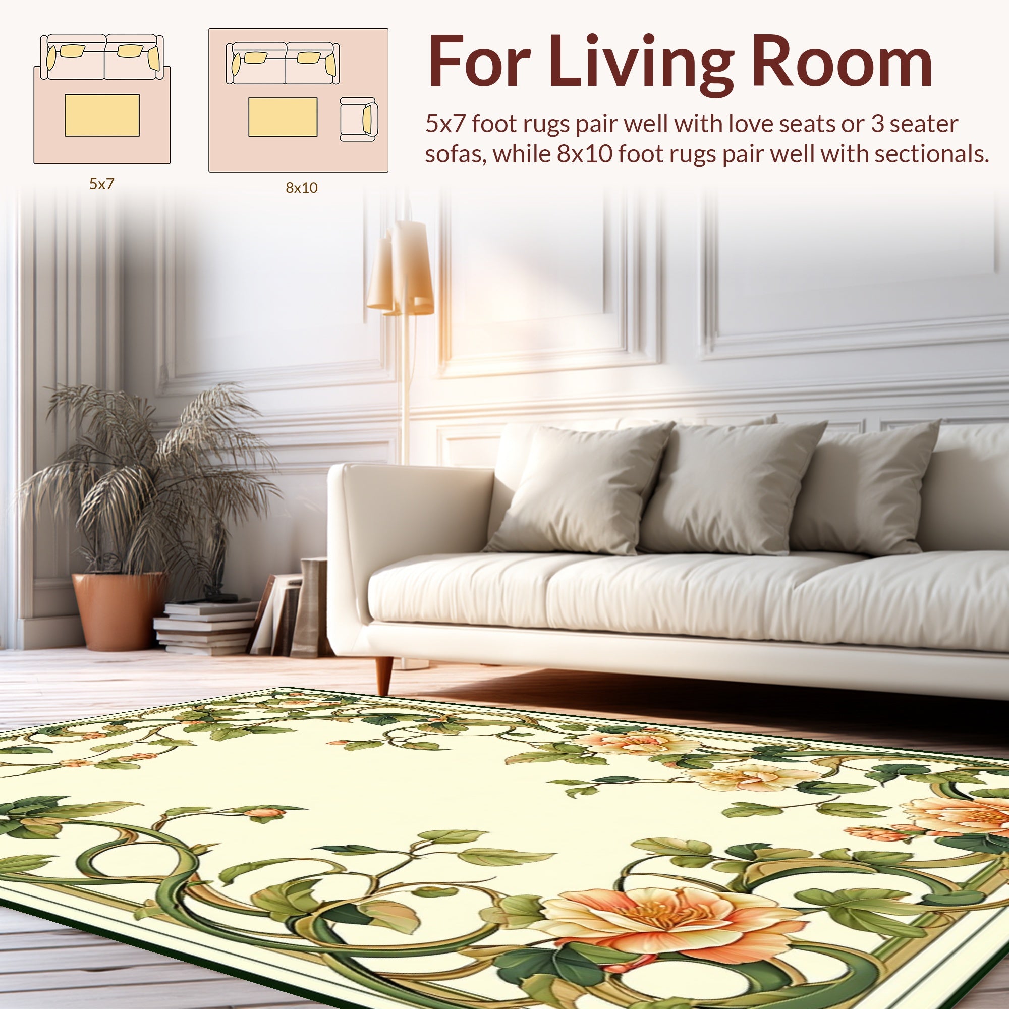 Art Nouveau Floral Vine Pattern Rug