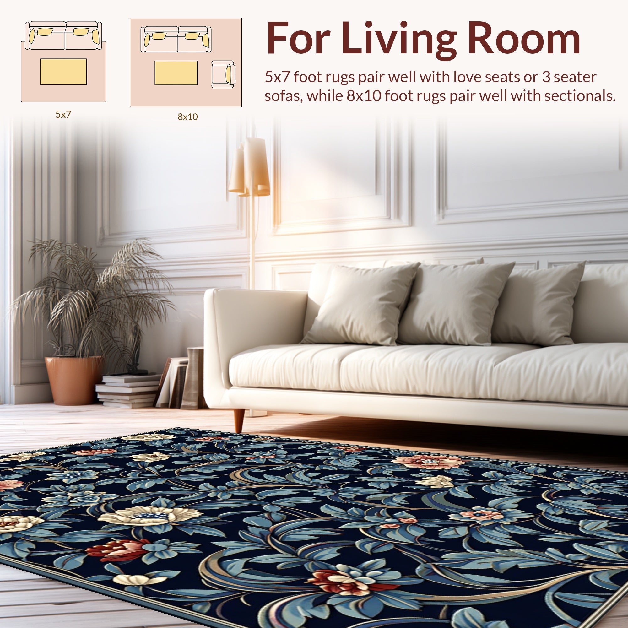 Antique Floral Vine Pattern Rug