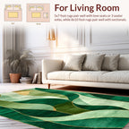 Emerald Green Gold Swirl Abstract Rug