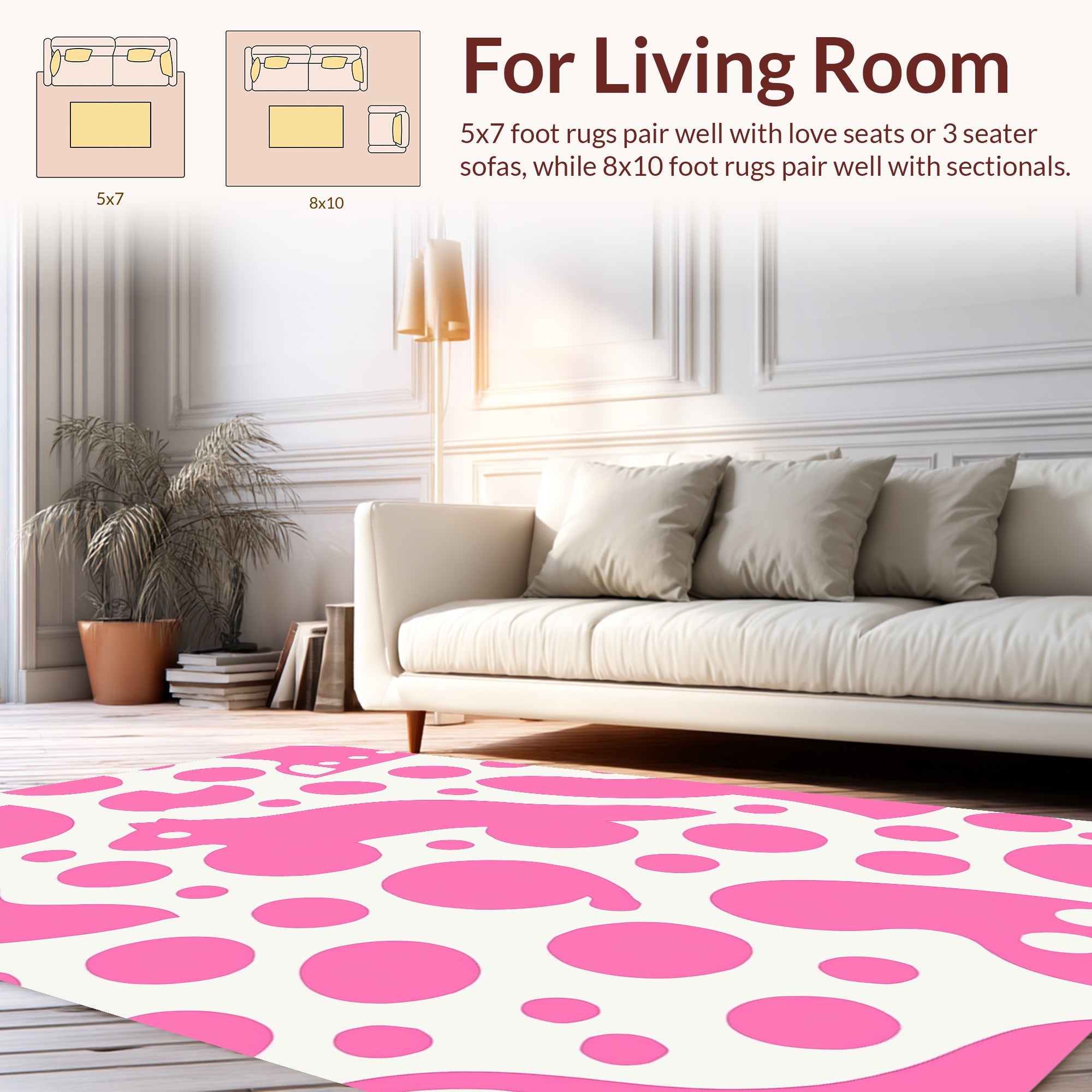 Whimsical Pink Animal Shapes Pattern Rug