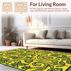 Floral Swirls and Leaves Pattern Rug