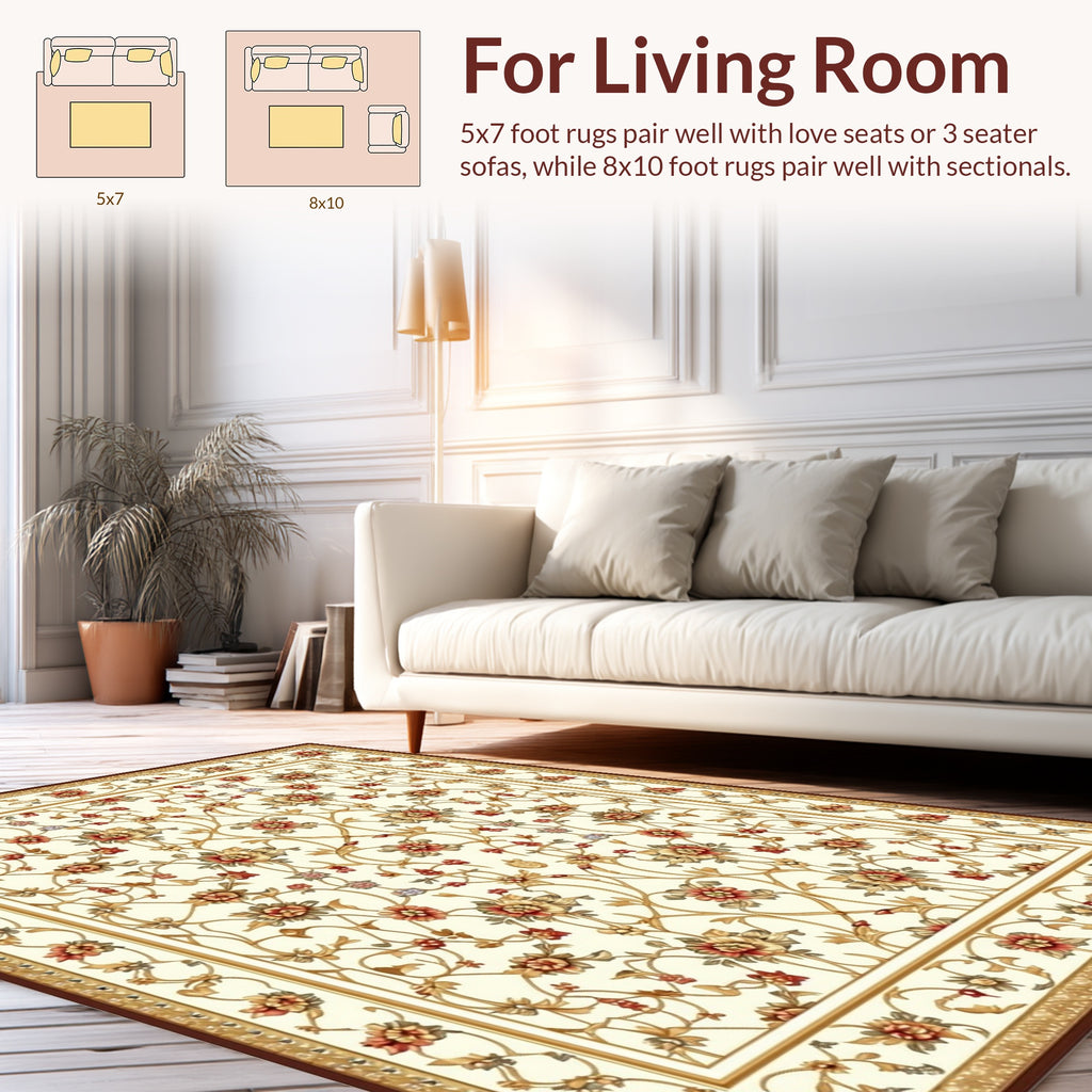 Ornate Floral Vines Patterned Rug