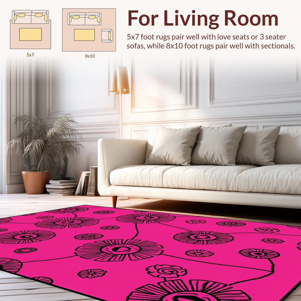 Bold Floral Outline Pattern Rug