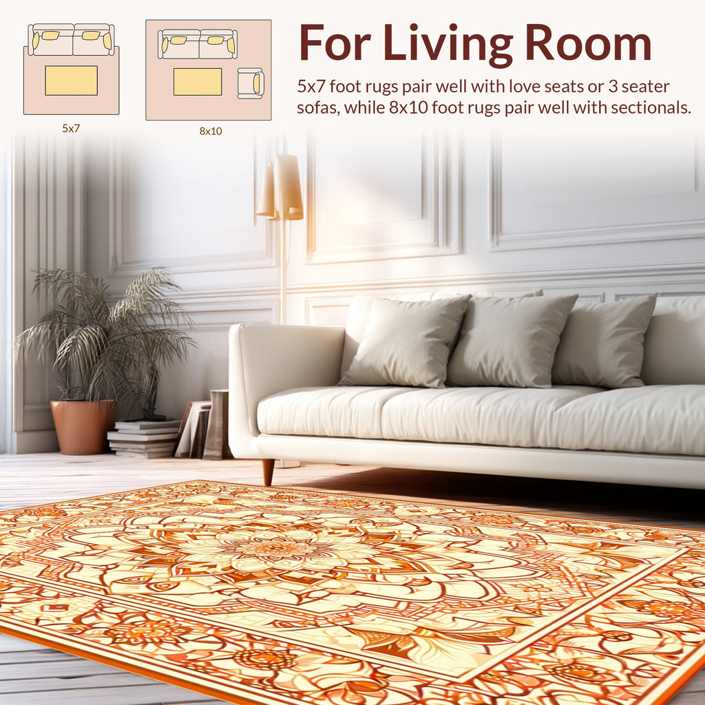 Ornate Floral Mandala Inspired Rug
