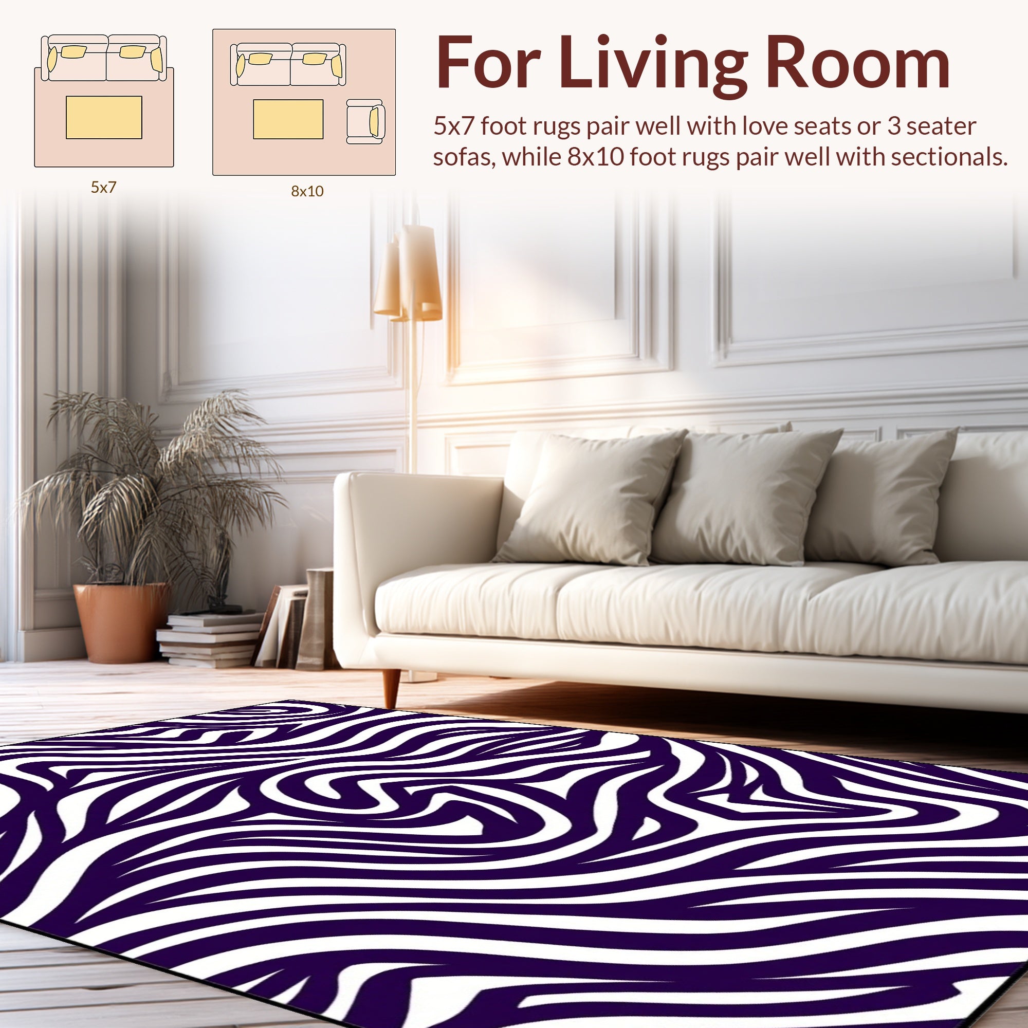 Abstract Purple Zebra Stripes Pattern Rug