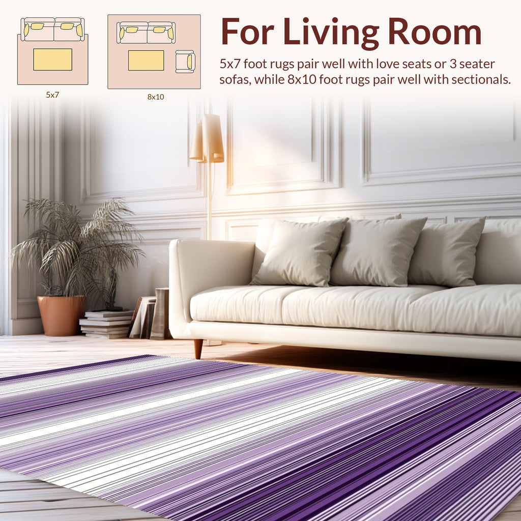 Fascinating Horizontal Purple Lines Design Rug