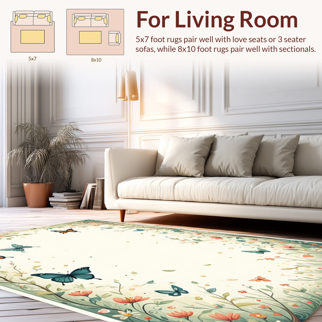 Whimsical Butterfly Garden Pattern Rug