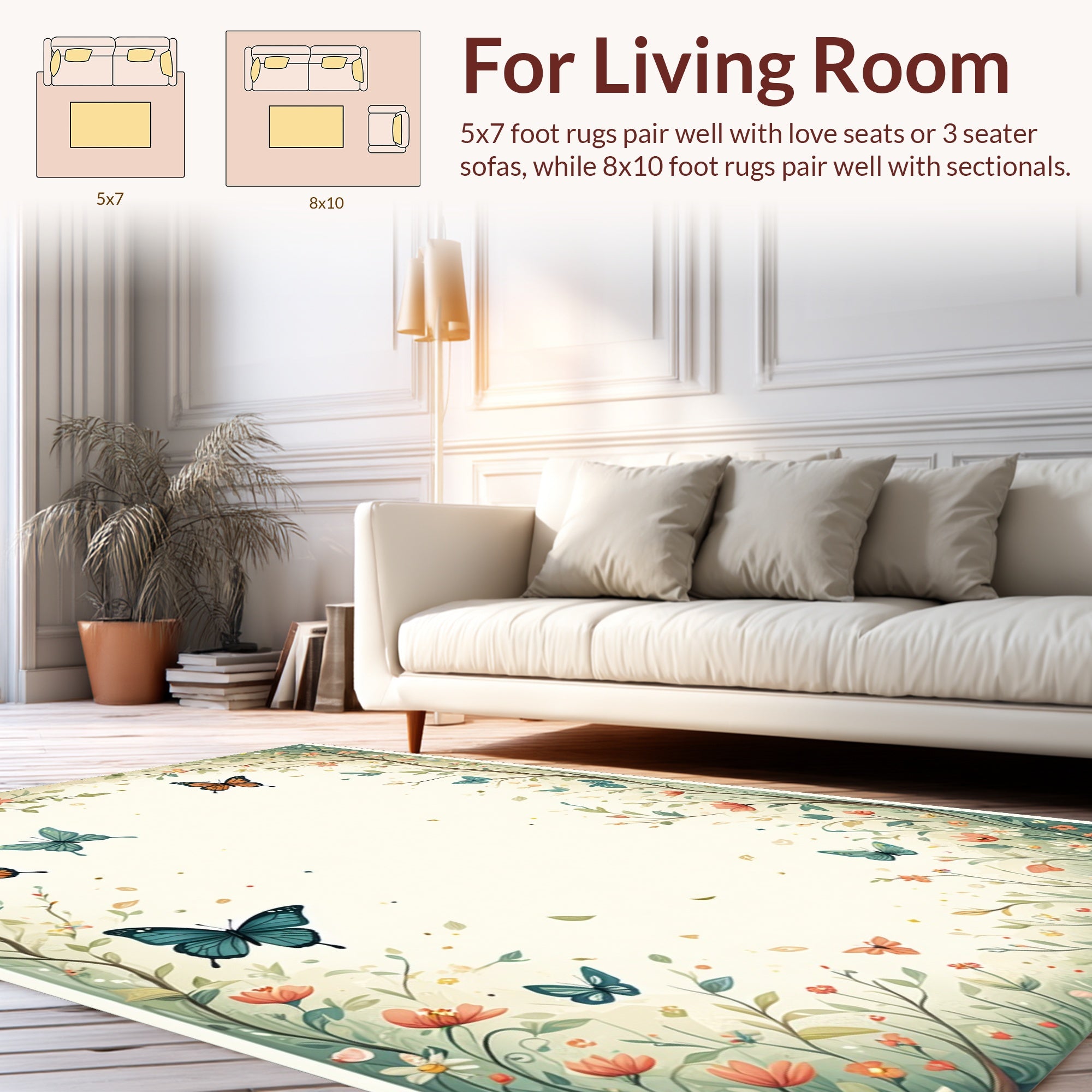 Whimsical Butterfly Garden Pattern Rug