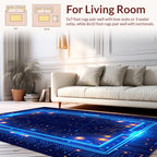 Teal And Orange Circuit Board Pattern Rug