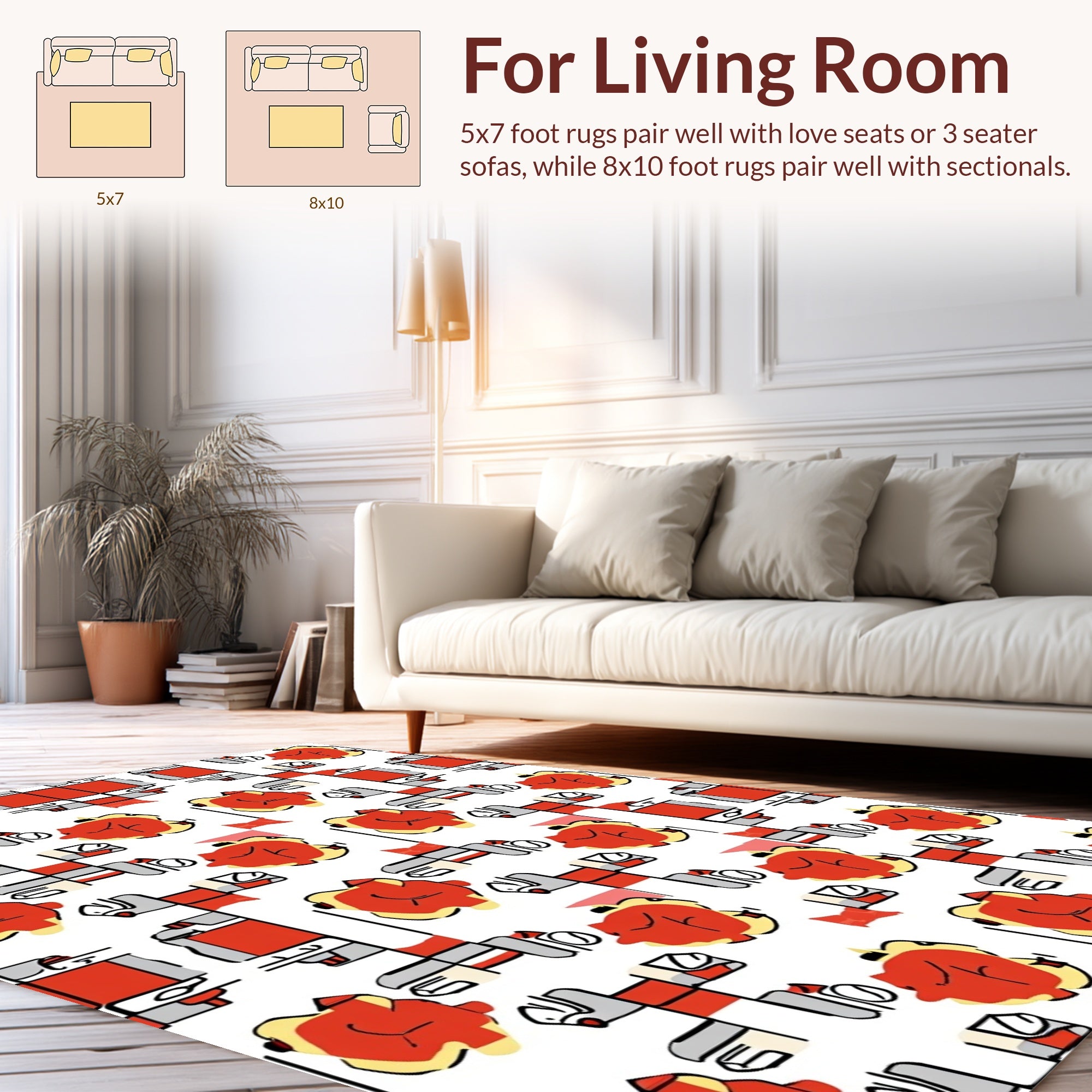 Red And Yellow Geometric Abstract Rug