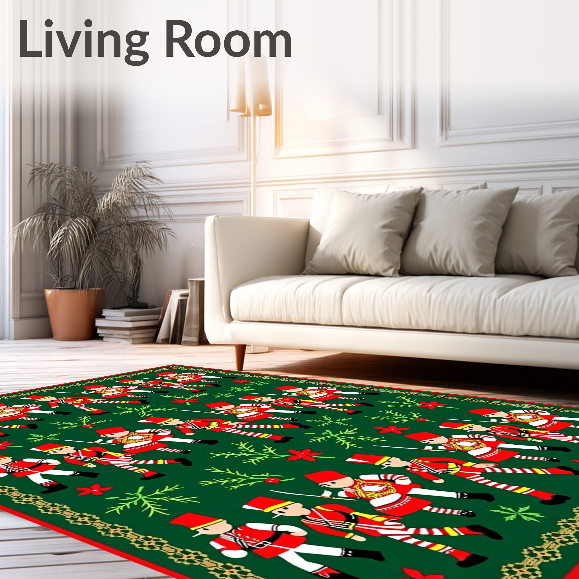 Red Soldier Marching Green Field Rug