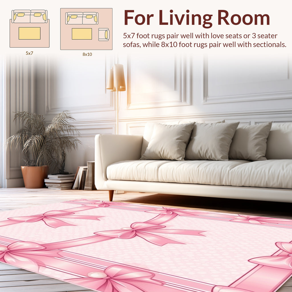 Pink Ribbon Bow Pattern Design Rug
