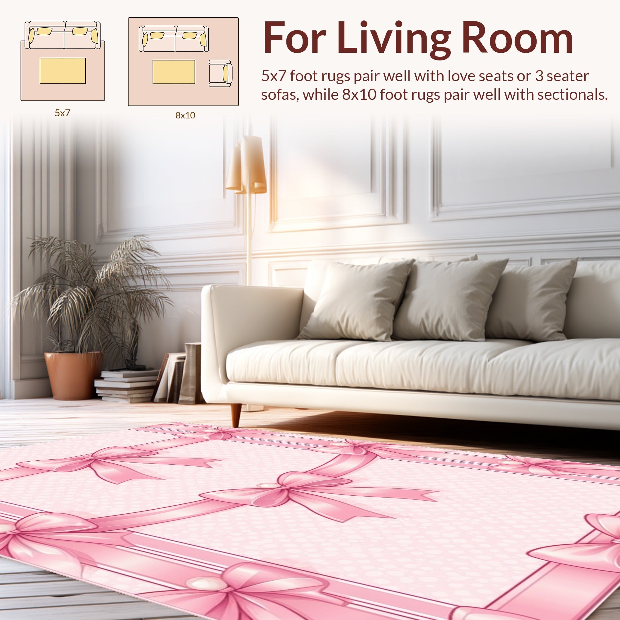 Pink Ribbon Bow Pattern Design Rug