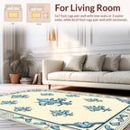 Ornate Blue Fleur-de-lis Pattern Rug