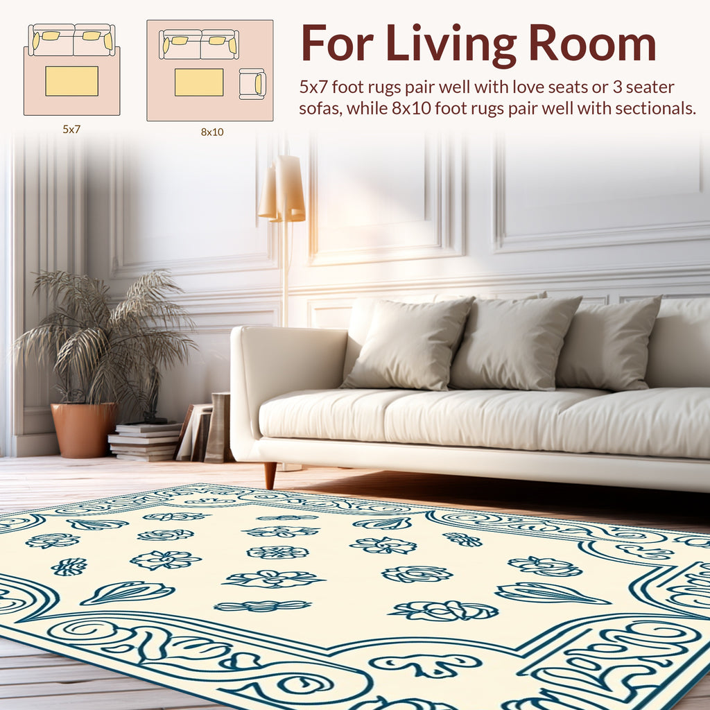 Ornate Floral All-Over Pattern Rug