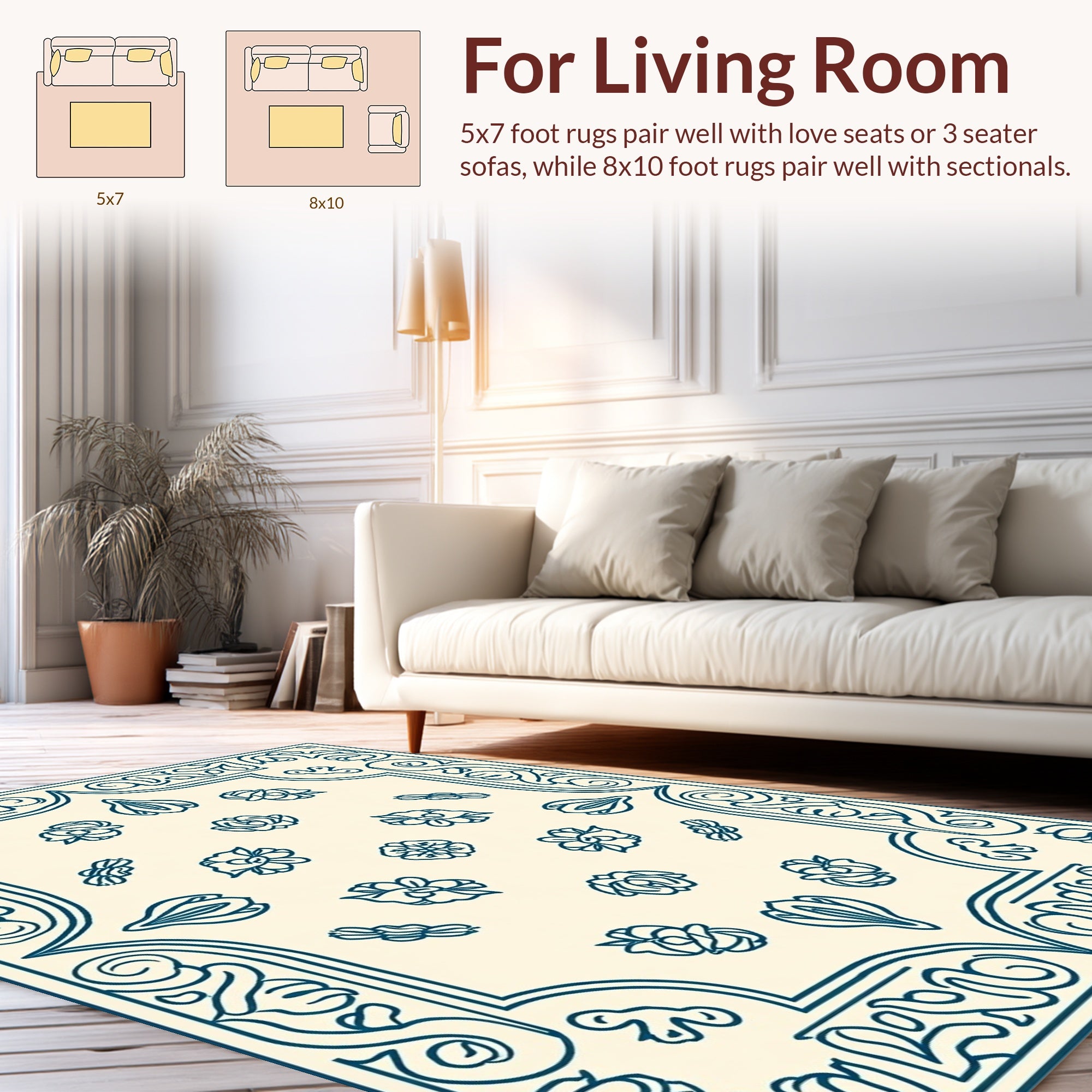 Ornate Floral All-Over Pattern Rug