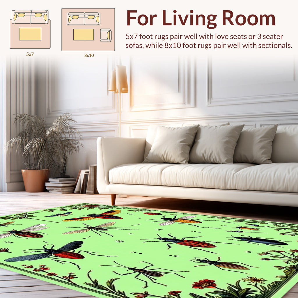 Vintage Insect Floral Botanical Chart Rug