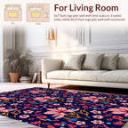 Vibrant Floral Pattern In Pink Blue Rug