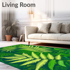 Lush Green Fern Forest Pattern Rug