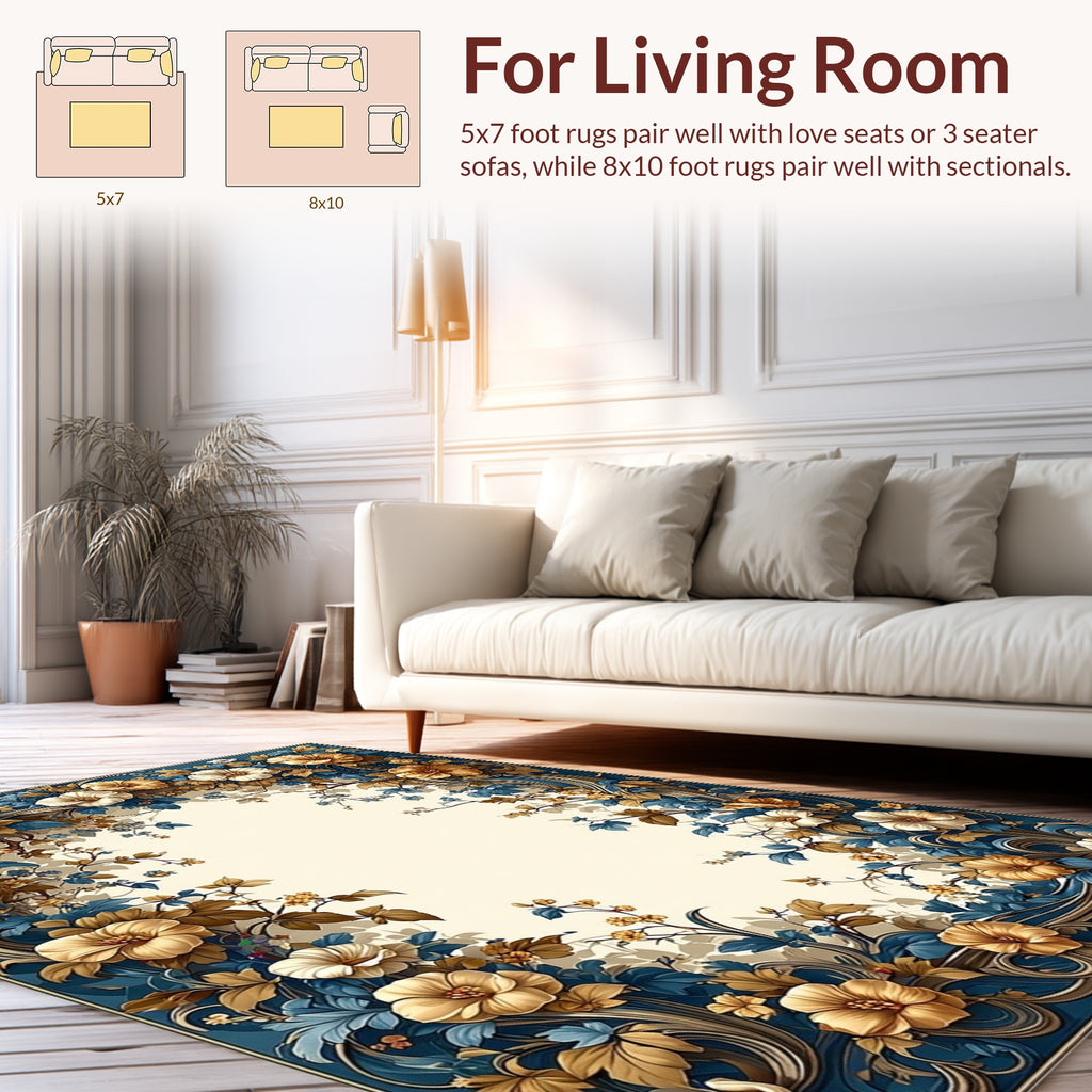 Elegant Floral Vine Art Nouveau Rug