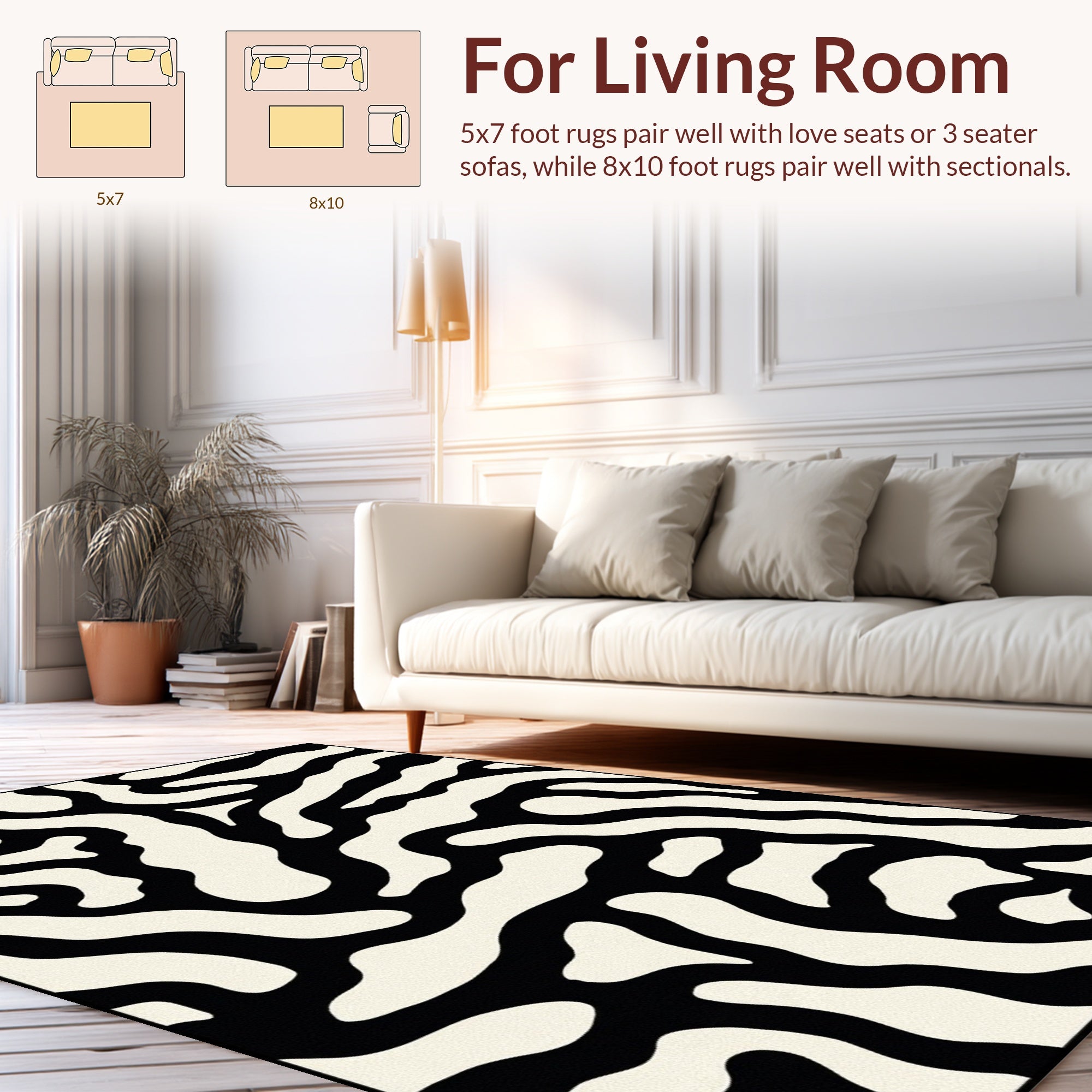 Organic Abstract Black White Rug