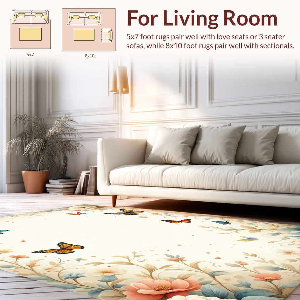 Floral Butterflies Vines Pattern Rug