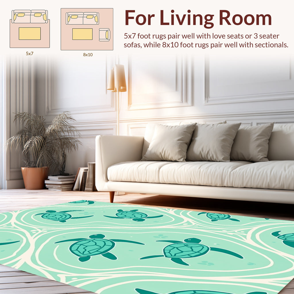 Oceanic Turtle Flow Pattern Rug