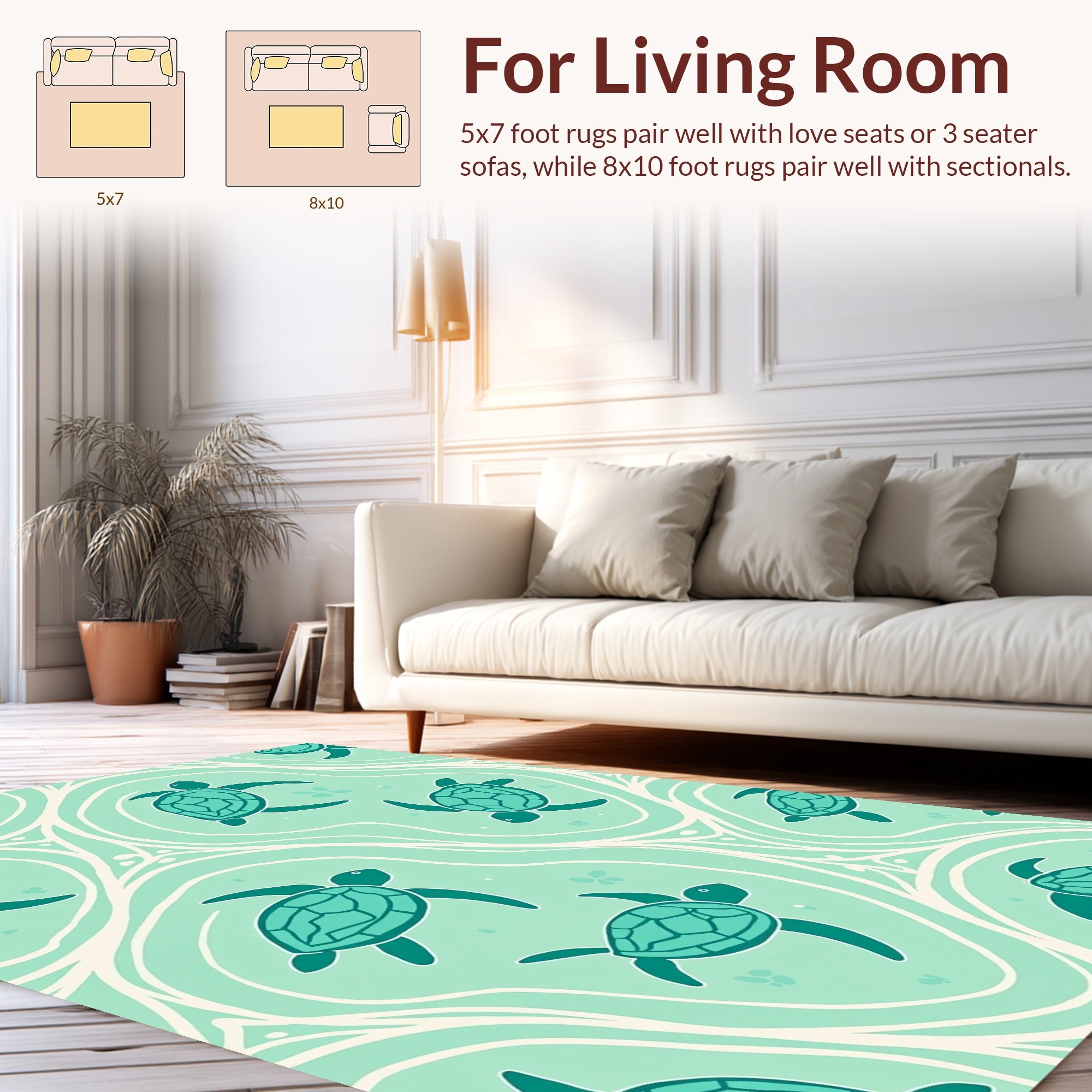 Oceanic Turtle Flow Pattern Rug