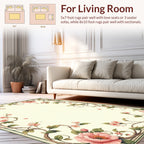 Elegant Pink Floral Vine Border Rug