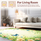 Whimsical Garden Butterflies Flowers Rug