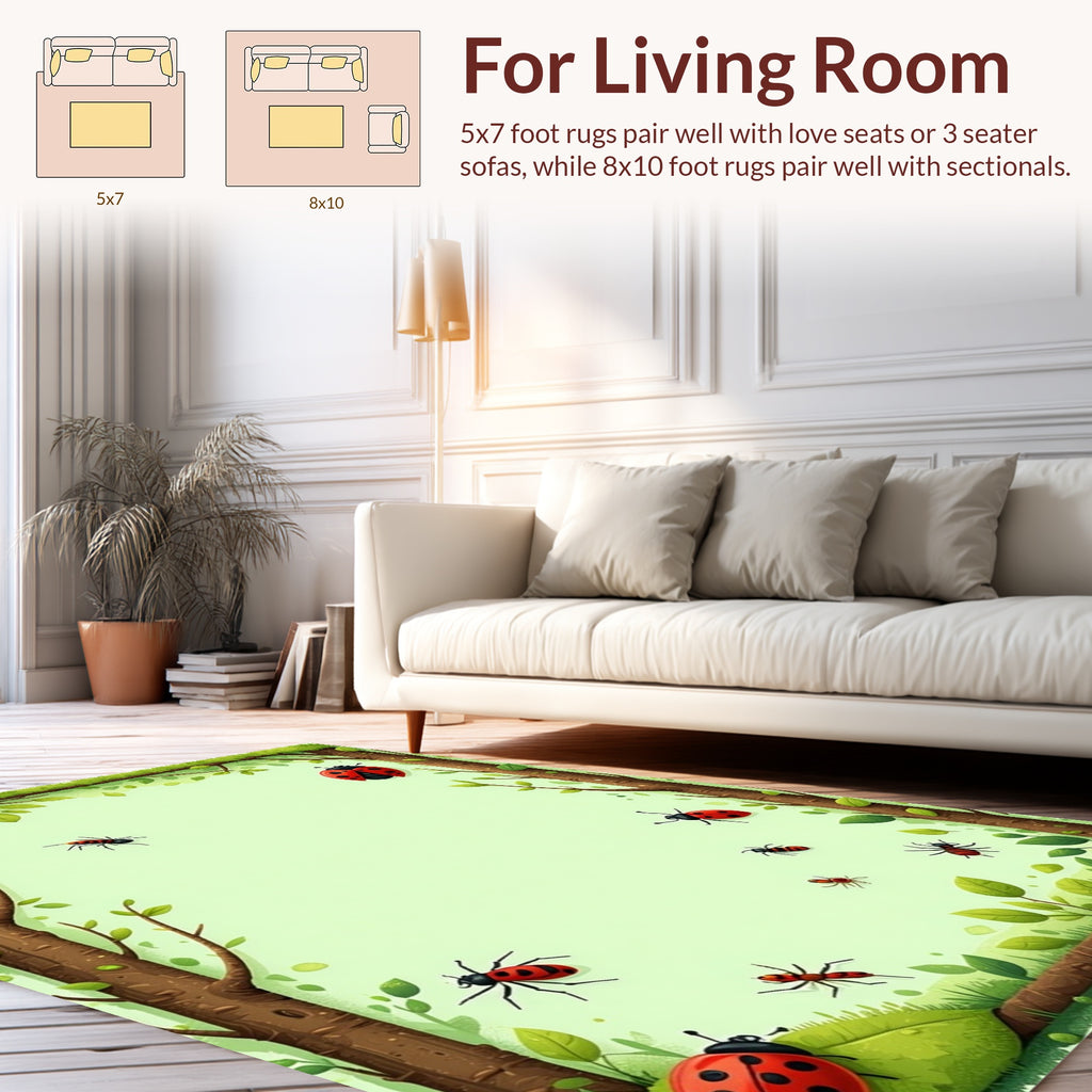 Enchanted Forest Bugs Leaves Design Rug
