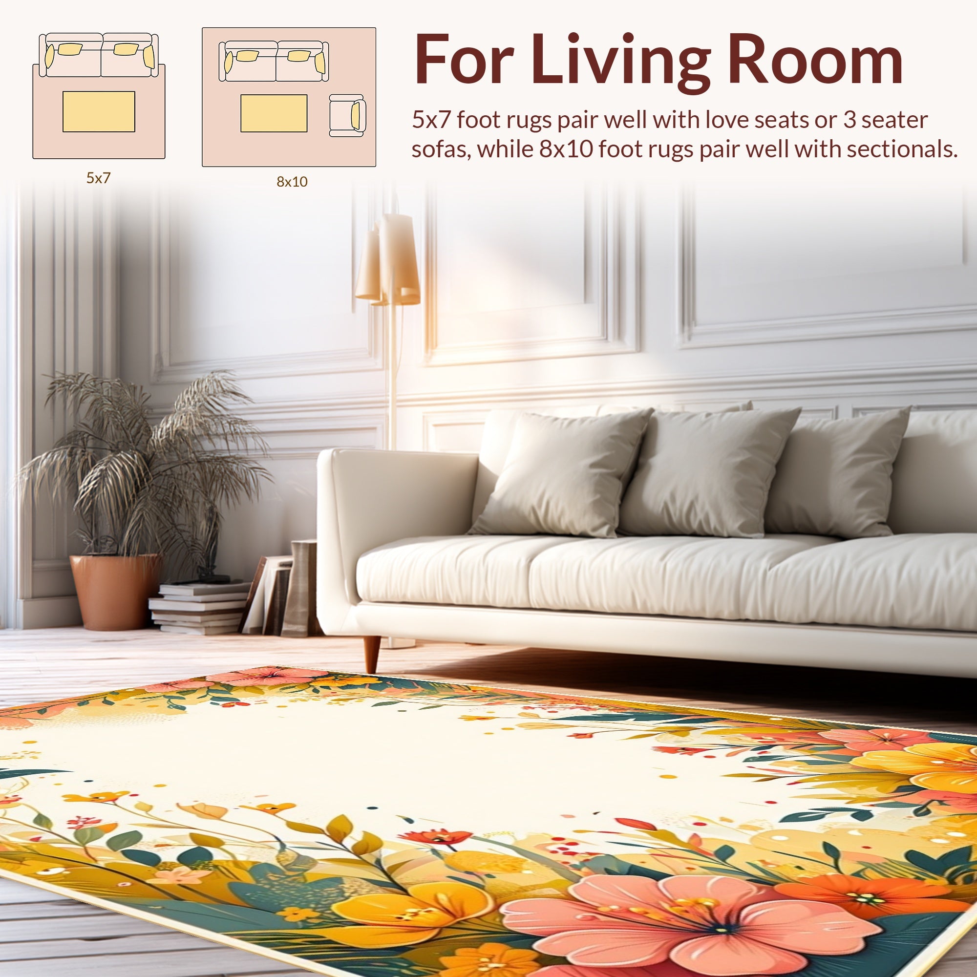 Vibrant Tropical Floral Pattern Rug