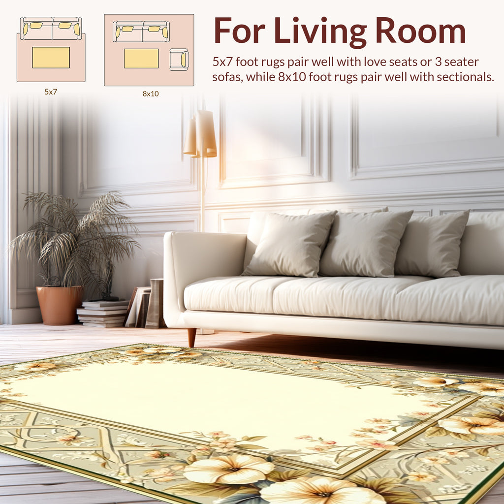 Elegant Floral Garden Ornament Pattern Rug