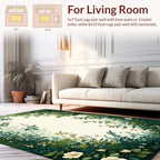Lush Forest Flower Botanical Pattern Rug