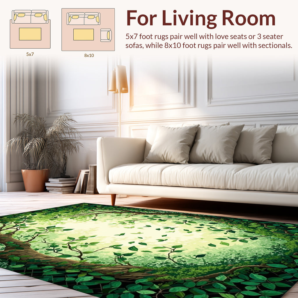 Enchanted Forest Leaf Pattern Design Rug