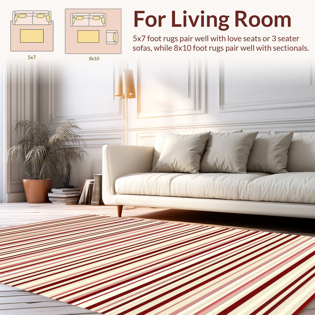 Classic Red White Striped Pattern Rug