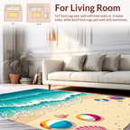 Tropical Beach Ocean Wave Ball Shell Pattern Rug