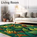 Lush Tropical Foliage Floral Pattern Rug