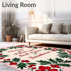 Crimson Flora Border With Cream Center Rug