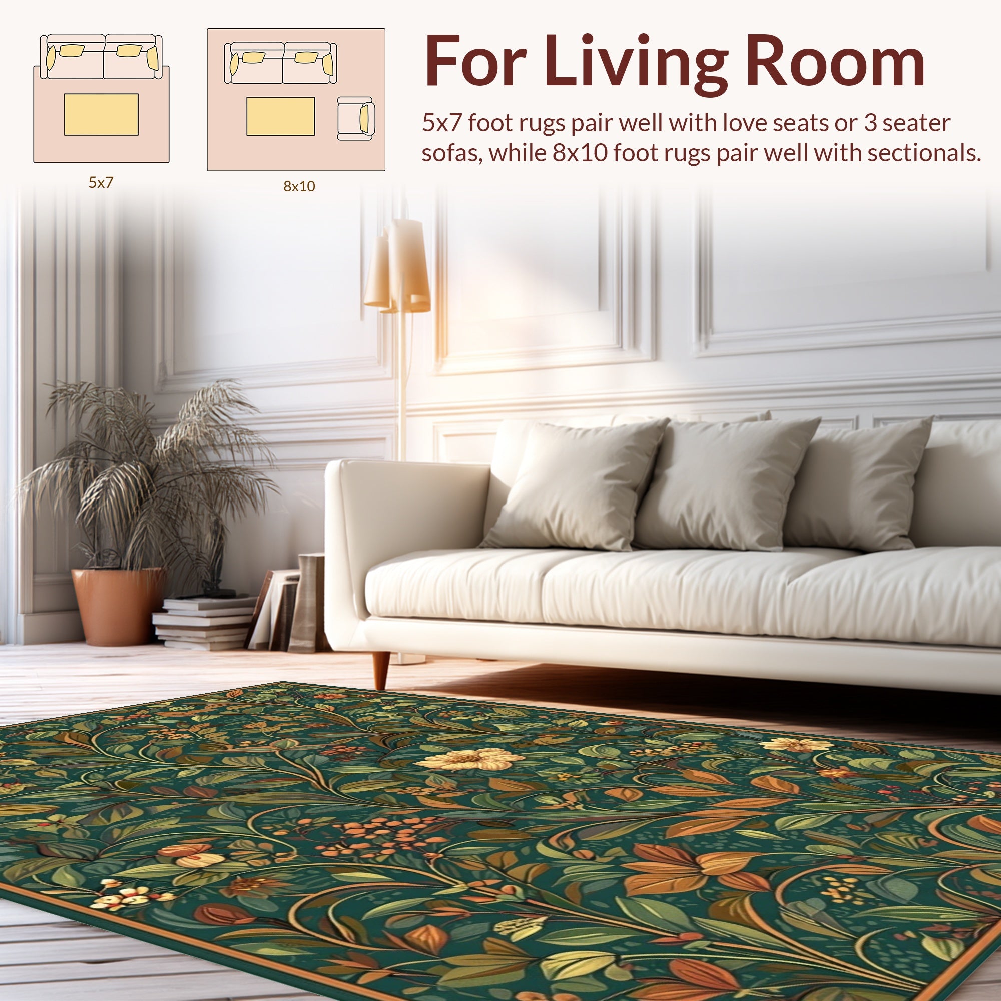 Vintage Floral Vines Pattern Rug