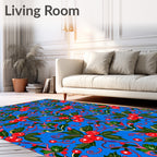 Bright Blue Holly Berry Garland Rug